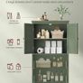 Bathroom Cabinet, Kitchen Cabinet with 2 Doors and 2 Drawers, Adjustable Shelves, 30 x 60 x 110 cm, Forest Green Image 3
