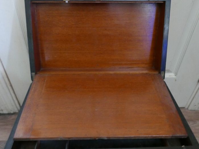 Antique Victorian  Brass Bounded Writing Box (WITH A KEY) 16" X 9" X 6,5"