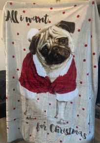 Faux Fur Mink Throw / Blanket. PUG Dog. NEW. 1.6x2m
