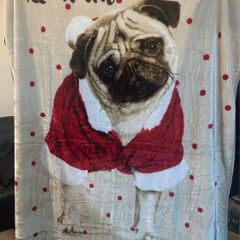 Faux Fur Mink Throw / Blanket. PUG Dog. NEW. 1.6x2m