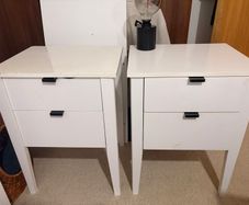 White Bedside Tables x2 + 2 Table Lamps ( Matching Set)