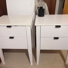 White Bedside Tables x2 + 2 Table Lamps ( Matching Set)