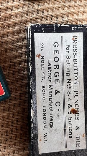 vintage George & Co. Press Button Tins with contents