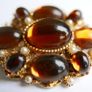 Vintage 1980s SPHINX Brown Cabochon and Pearl Brooch Image 4