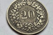 1850 Switzerland 20 Rappen Coin - First Year Swiss Federal Issue