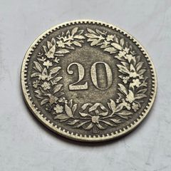 1850 Switzerland 20 Rappen Coin - First Year Swiss Federal Issue