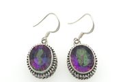 Vintage 925 Sterling Silver &amp; Mystic Topaz Ornate Earrings