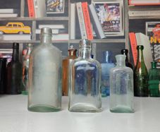 191 - Set of 3 Vintage Cork Top Decorative Collectible Clear Glass Bottles
