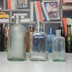 191 - Set of 3 Vintage Cork Top Decorative Collectible Clear Glass Bottles