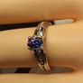 Rhodium Plated Silver Ring Natural Tanzanite & Zircon Ring Image 4