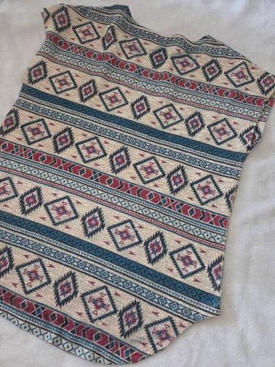 Ginger G Vintage Style Boho Southwestern Geometric Cap-Sleeve Tunic Top