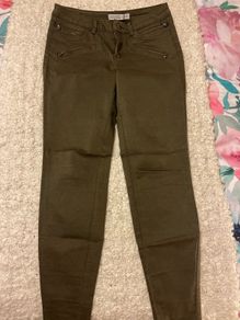 Zara Olive Green Biker Jeans