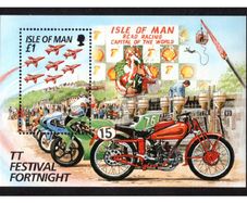 1996 Isle of Man Tourist Trophy (TT) Motorcycle Races, Irish Winners Stamp Miniature Sheet Mint Never Hinged (MNH)