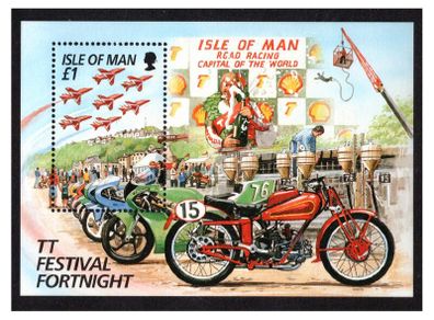 1996 Isle of Man Tourist Trophy (TT) Motorcycle Races, Irish Winners Stamp Miniature Sheet Mint Never Hinged (MNH)
