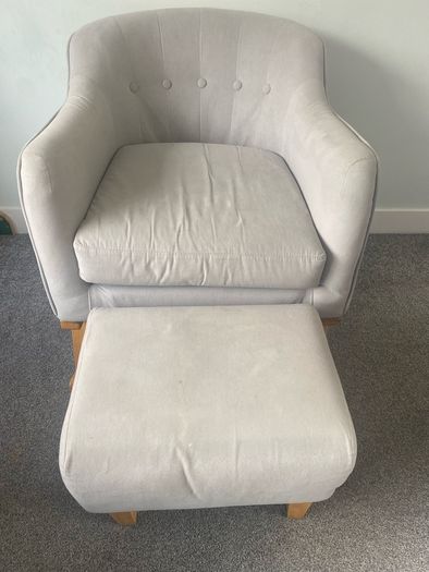Mamas and Papas Babylon Rocking Nursing Chair and Matching Footstool in Excellent Condition