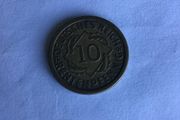 1924 German 10 Pfennig coin J Mint (Hamburg)