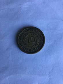 1924 German 10 Pfennig coin J Mint (Hamburg)