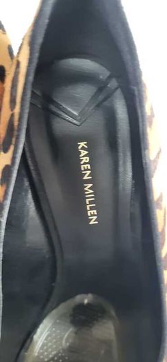 KAREN MILLEN Ella Leather Leopard Print High Heels Sz 7 (Fit 7-7.5UK) - Rrp 175 (New)