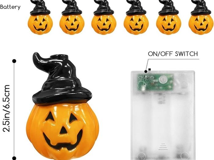 Pumpkin Lights Halloween String Lights Battery Powered Halloween Decoration Pumpkin Lights 16.5ft 20 LED for Halloween Party Indoor Outdoor Home Festival Decoration