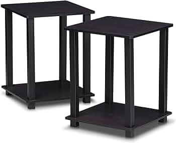 MULTIPLE COLOURS AVAILABLE | Simplistic 2-Pack End Table, Side Table, Nightstand, Dark Walnut, 39.6 x 39.6 cm (2-Pack)