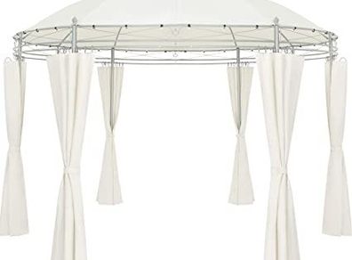 Gazebo Diameter 350 cm Water-Repellent Metal Garden Stable Robust Side Walls Garden Gazebo Luxury Tent Beige