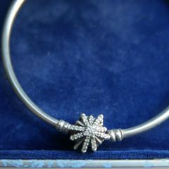 Genuine Pandora Sterling Silver 925  Limited Edition Firework Snowflake Christmas Bangle 10,8g