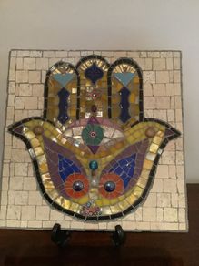 Hamsa Hand Mosaic Art.