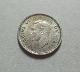 1938 British King George VI Silver Threepence
