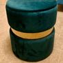 Deep green Art Deco pouffe with storage Image 2