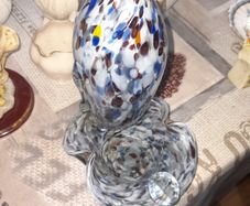 Rare 1960s Handmade Murano Style End of Day Splatter Glass Fish Ashtray Vase