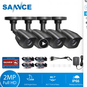 27611 SANNCE 4PCS 2.0MP 1080P TVI CCTV Surveillance Security Camera Indoor Outdoor IR Night Vision with BNC cable