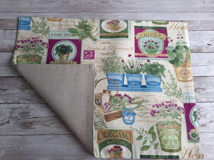 Handmade Placemats." Summer fruits, Farmers Market, Mediterranean Herbs"