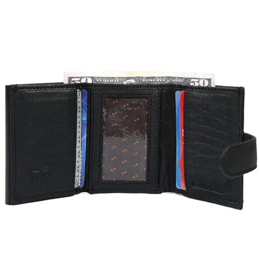 Premium Genuine Leather Wallet RFID Blocking Trifold Popup Card Holder with Coin Pocket