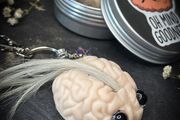 Supporting Mental Health Cool Mohawk Brain with Black Eyes Decor Oddity Keyring Neurology Biology