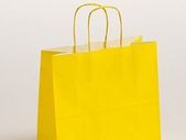20 X Yellow Carrier Bags with twisted handles eco-friendly paper bags Medium size 25 cm x 11 cm x 24 cm