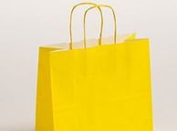 main image for ad 20 X Yellow Carrier Bags with twisted handles eco-friendly paper bags Medium size 25 cm x 11 cm x 24 cm