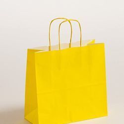 20 X Yellow Carrier Bags with twisted handles eco-friendly paper bags Medium size 25 cm x 11 cm x 24 cm