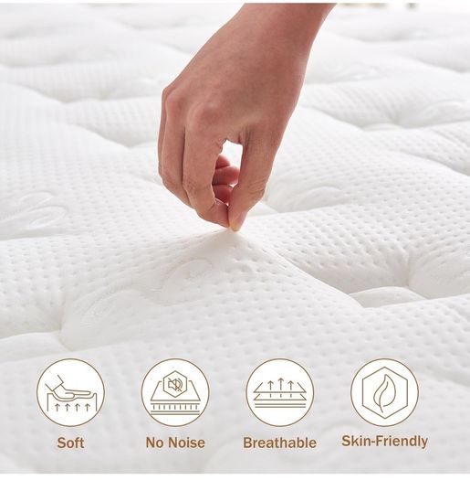 3FT Single Mattress, 10.2 INCH Single Memory Foam Mattress, 9-Zone Pocket Sprung Medium Firm