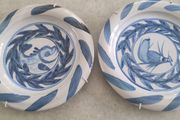 Set Of 2 Fish Hanging Wall Plates Signed On The Back.