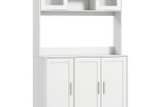 Kitchen cabinet, Scandinavian design, 4 cabinets, adjustable shelves, glass doors, open area, particleboard, MDF, white