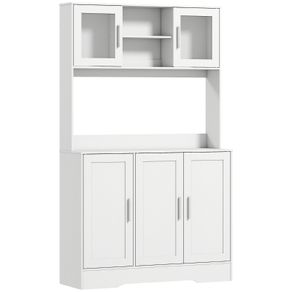 Kitchen cabinet, Scandinavian design, 4 cabinets, adjustable shelves, glass doors, open area, particleboard, MDF, white