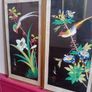 A Pair of mid century painted silk panels Image 3