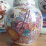 Stunning Rare Masons Ironstone Medium Sized (6.75 inch tall) Lidded Prunus Jar/Ginger Jar in the Fruit Basket Pattern, Plum/Muliticoloured Colourway with the Rare Iridescent Overglaze, Circa 1950, Mint/Cabinet Condition Image 7