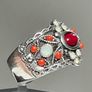 Sterling silver ring with corals and moonstone (Spain) Image 2