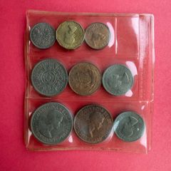 England Coin Set  1953  Q 11.  Coronation Set 9  Coin  Selection  Set. In  Sealed Plastic  Case