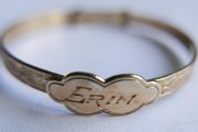 Vintage Child's Rolled Gold Engraved  Bangle Bracelet 2" - 5,32g