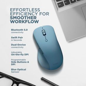 Lenovo Yoga Pro Mouse | Custom-programmable Buttons, Dual Device Connectivity, Dynamic Scroll Wheel, Righthanded Efficiency, Blue Optical Sensor Technology, USB-C, BT 5.0