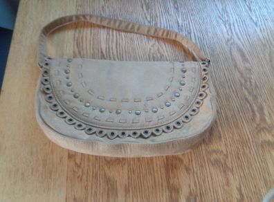 Beige Suede Handbag for Sale