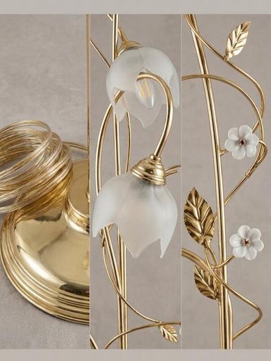 Elegant Vintage "Floristica" Brass Floor Lamp (Classic / Hollywood Regency Style)