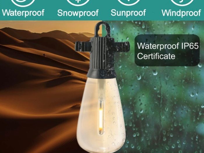 Outdoor LED String Lights Mains Powered, 25FT ST38 Garden String Lights, 12+1Pcs Vintage Bulbs(1 Spare), Waterproof IP65 Patio Festoon Lights for Backyard (25FT, 50FT AVAILABLE)